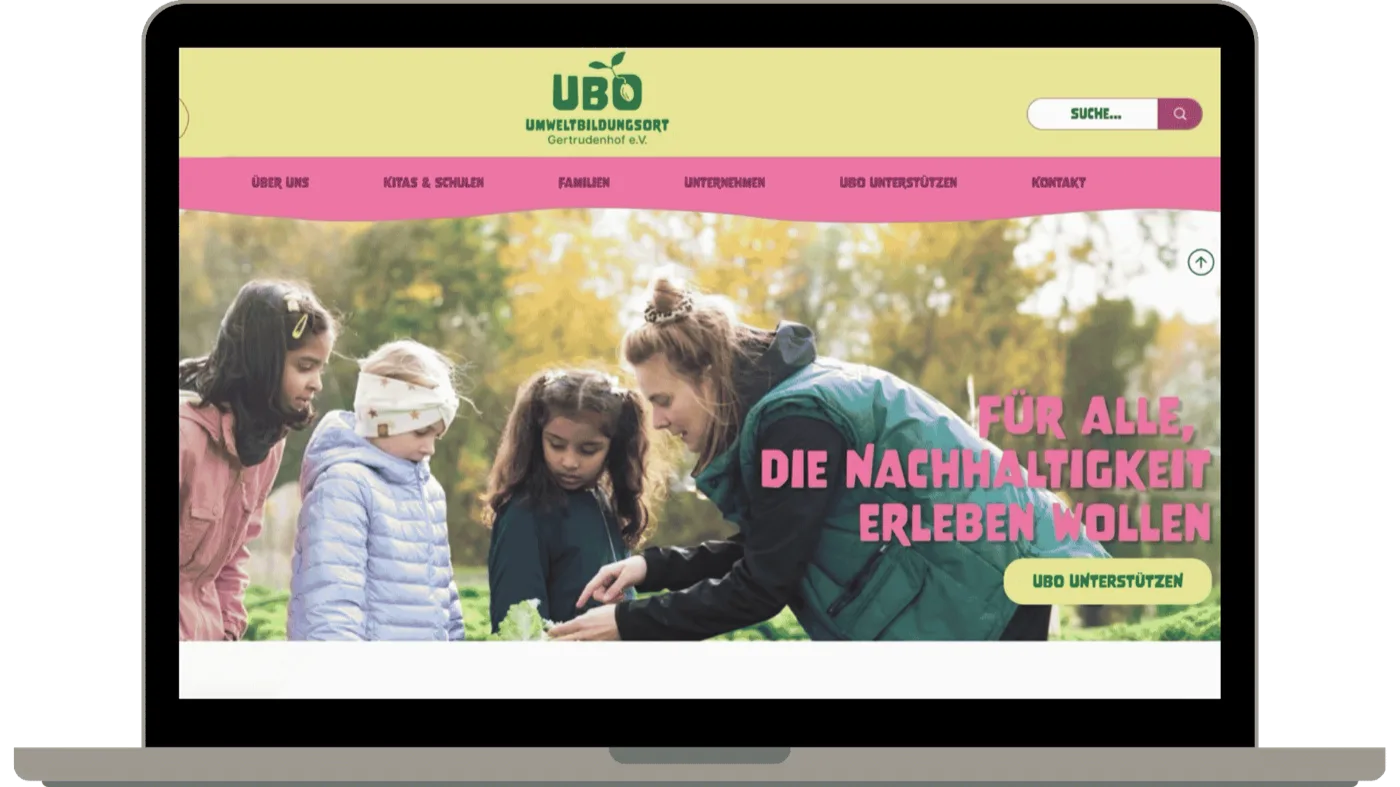 Website Gertrudenhof, Desktop-Ansicht