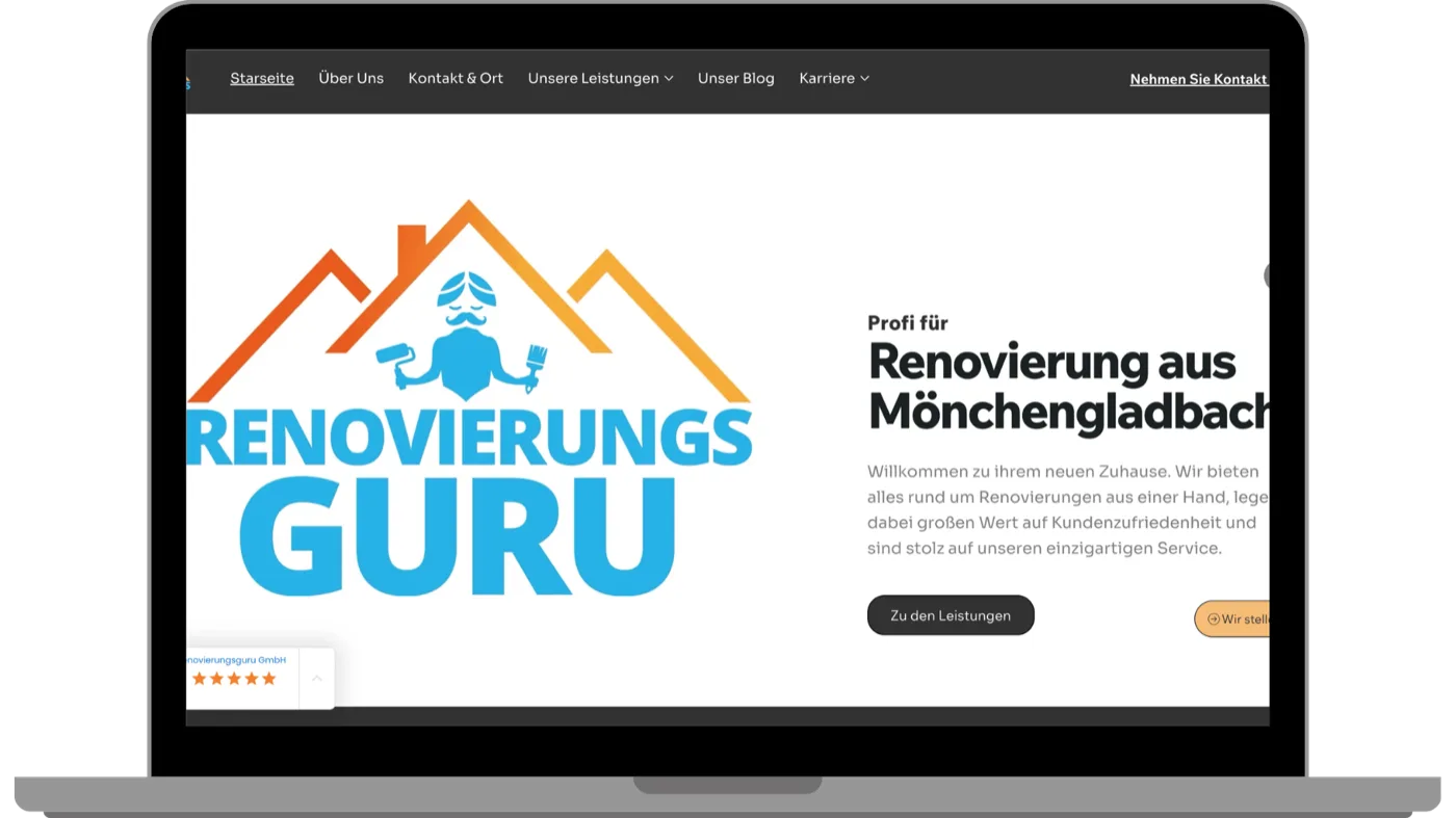 Website Renovierungsguru, Desktop-Ansicht