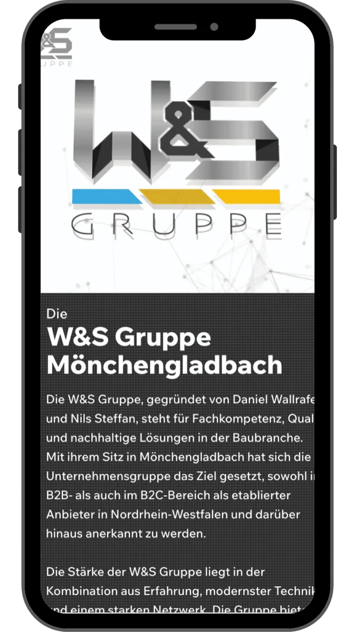 Website W&S Gruppe, mobile Ansicht
